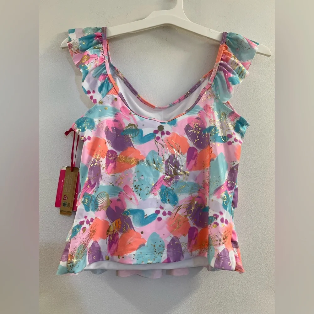 21. Justice Girls Flutter Sleeve Cupcake Tankini Ruffle Top